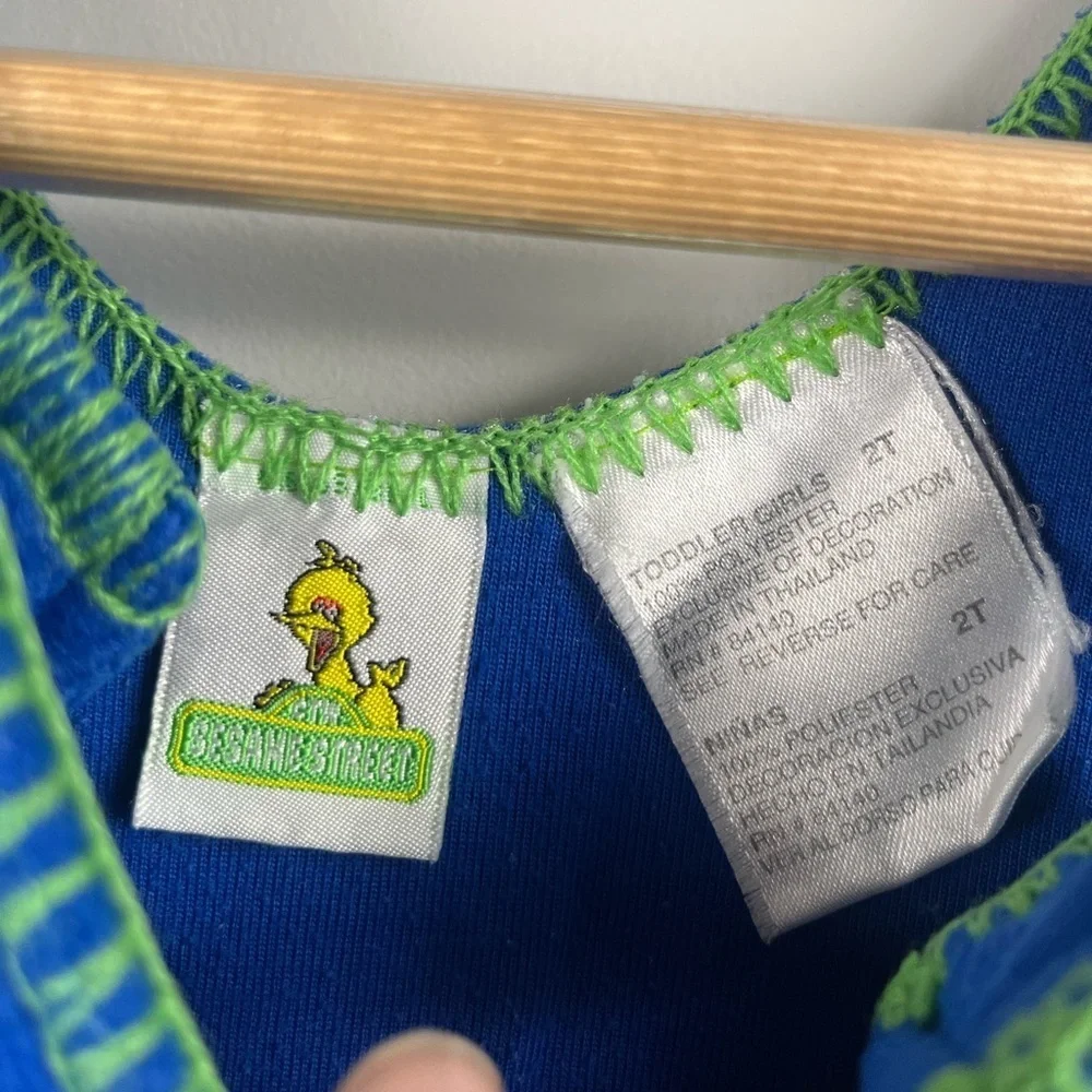 Vintage 90s 2000s Sesame Street blue fleece overalls Elmo & Zoe Ski size 2T